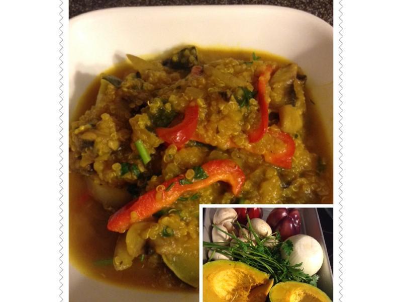 南瓜有机藜麦蔬菜养生粥的做法