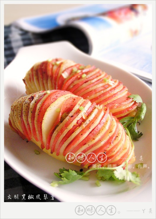 火腿黑椒风琴薯的做法