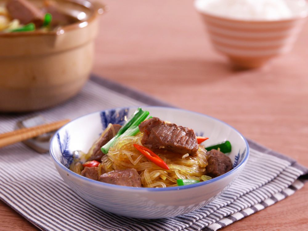 沙嗲和牛粒粉丝煲的做法