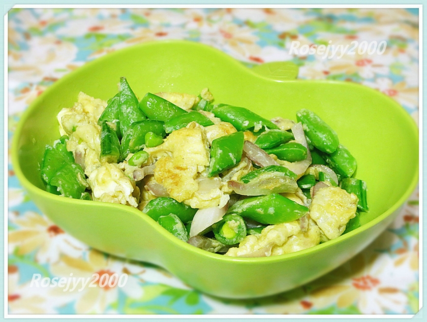 甜豆炒鸡蛋的做法