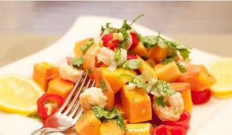 木瓜虾仁色拉的做法