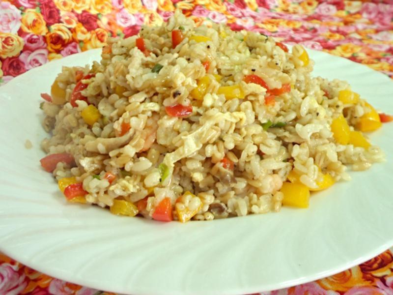 虾仁燕麦炒饭的做法