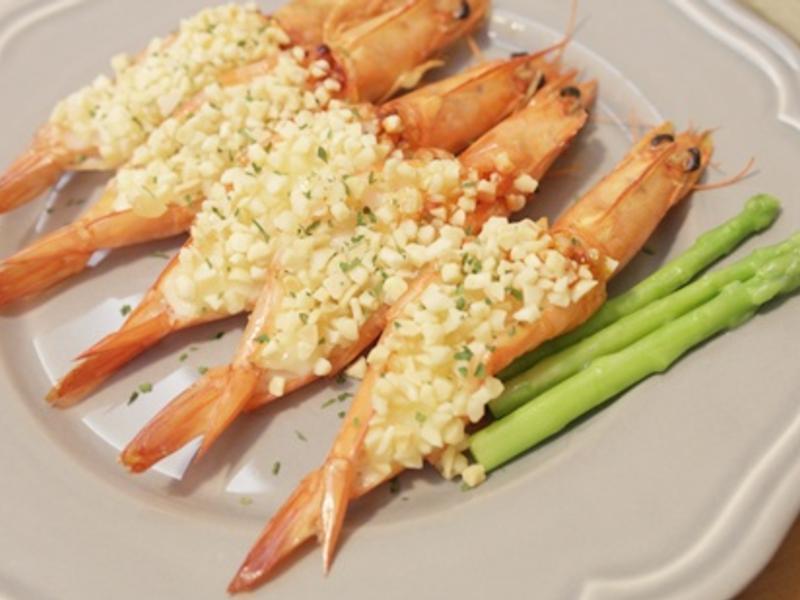 有模有样的杏仁角烤虾的做法