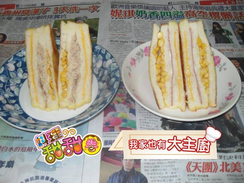 料理甜甜圈【我家大主厨】芝士火腿玉米吐司的做法