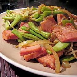 烟火腿炒豆角的做法