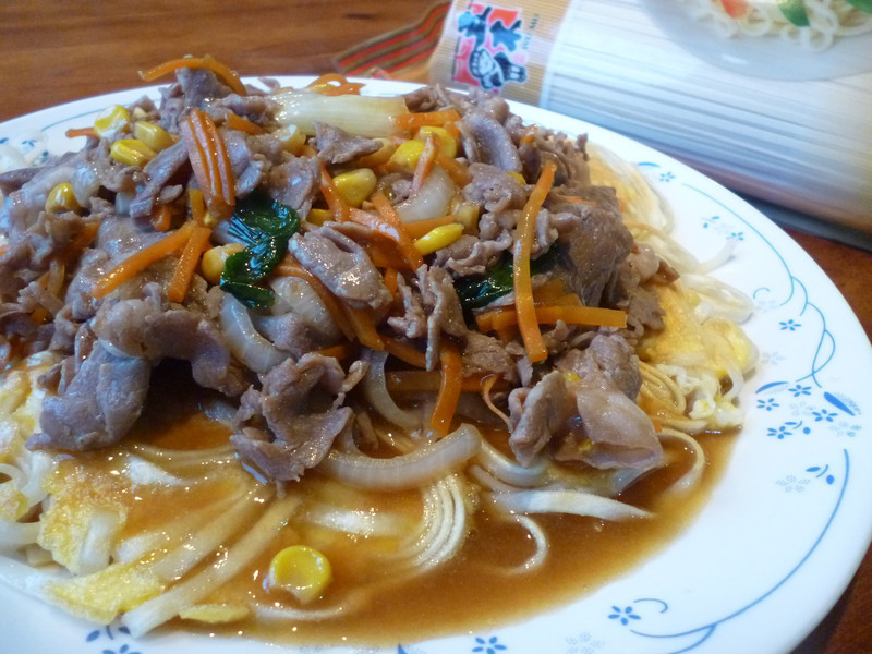 什锦酥嫩煎面『五木面条』的做法