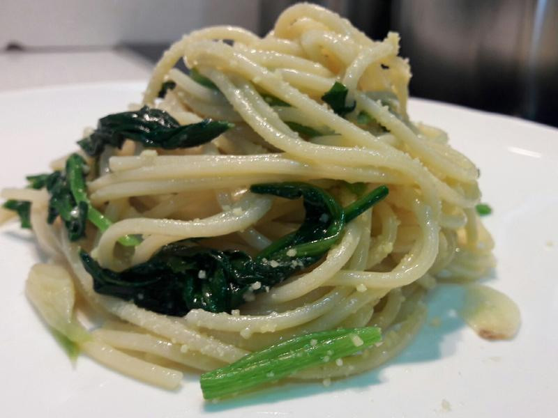 奶油菠菜蒜片义大利面的做法