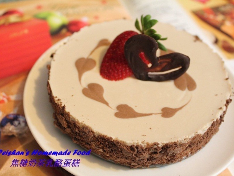 情人节浓情密意~ 焦糖奶茶乳酪蛋糕 (免烤)的做法