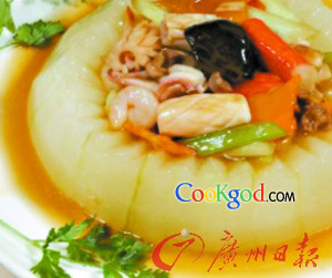 葱烧汁海鲜酿冬瓜的做法