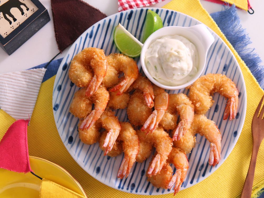 椰香脆脆虾配青柠酱的做法