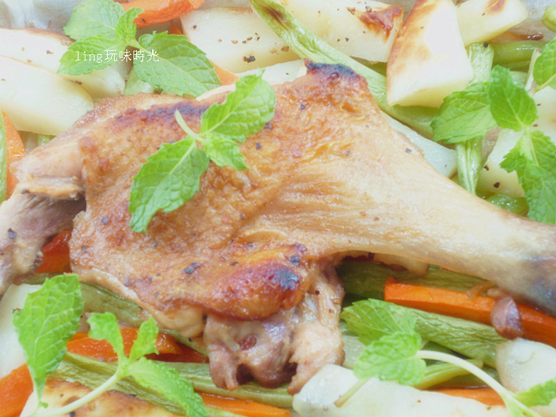 蒜香蔬菜烤鸡腿的做法