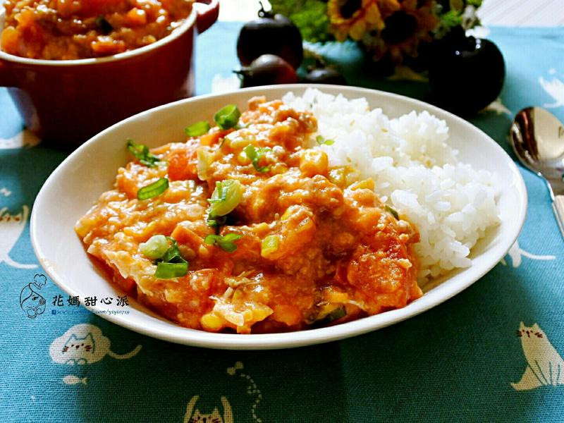 番茄蛋肉末烩饭的做法