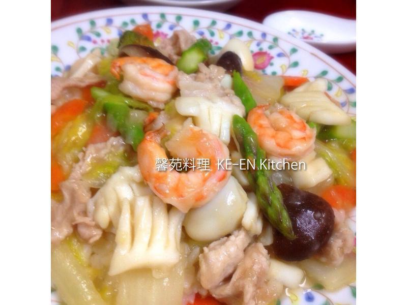 海鲜烩饭(中华丼)的做法