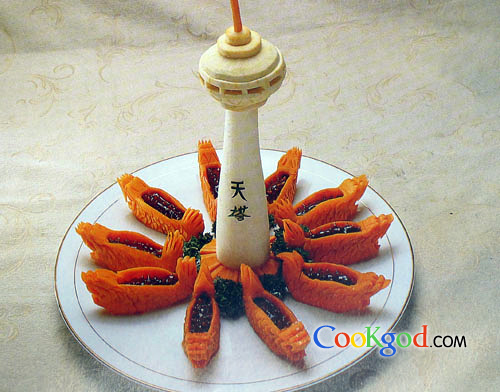 金瓜龙舟蒸辽参的做法