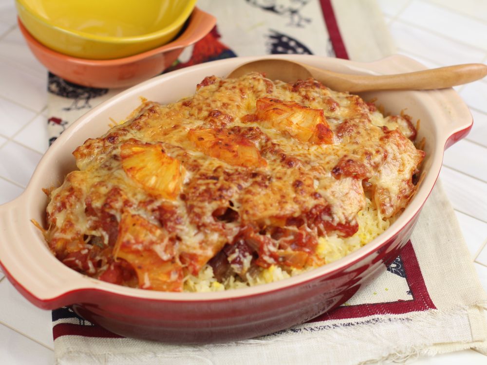 菠萝焗叉烧饭的做法