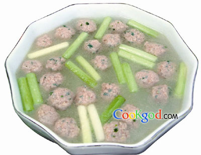 蒲菜肉丸汤的做法