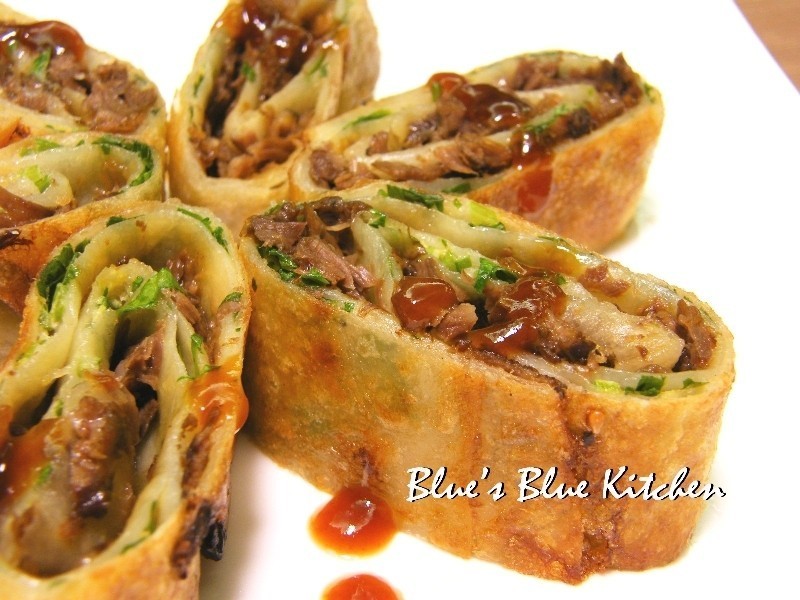 香菜牛肉脆皮卷饼的做法