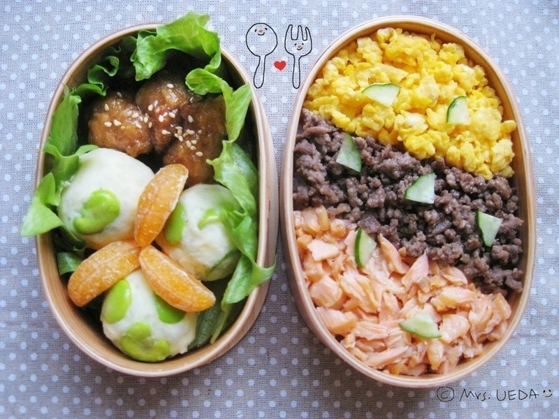 日式奶香三色丼便当(上田太太爱料理)的做法