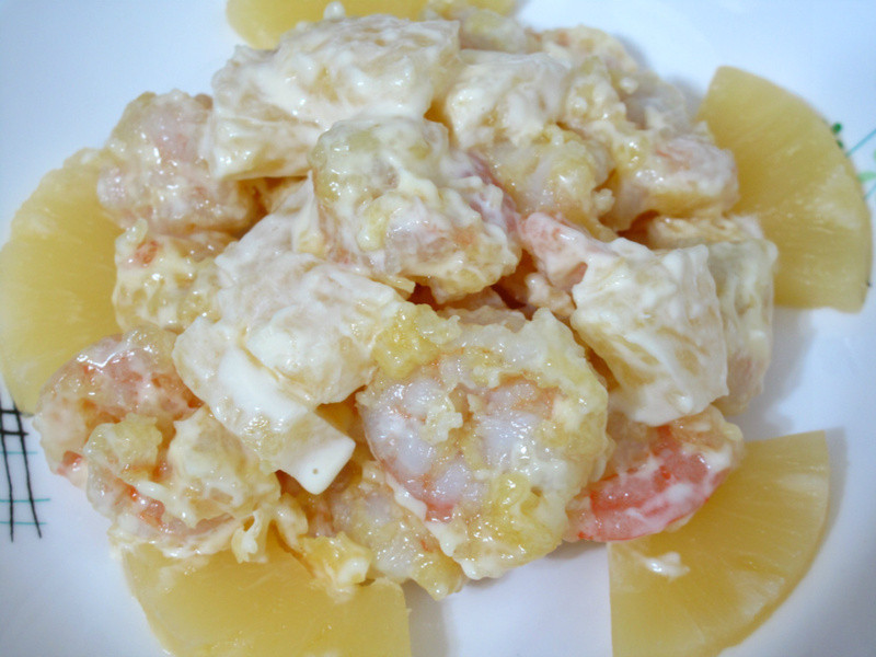 黄金玄米油HOME炸料理-酥脆凤梨虾球的做法