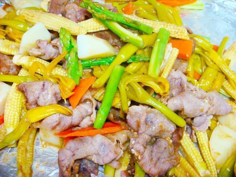 鲜蔬猪肉温沙拉的做法