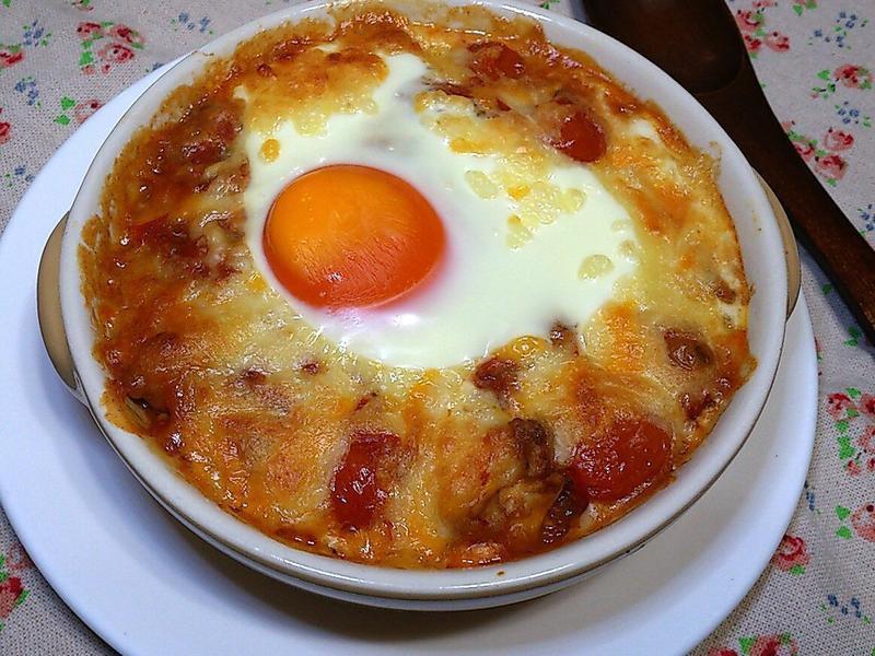 【桔香酱油】蕃茄鸡肉起司烤蛋的做法