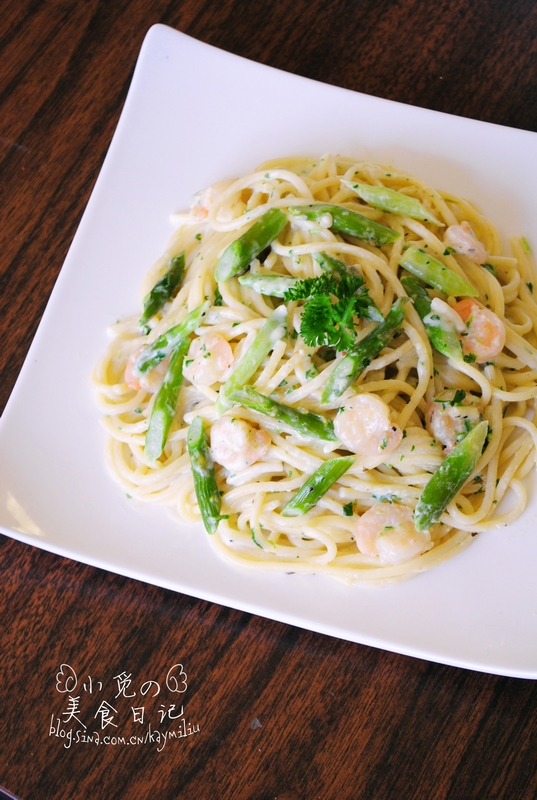 奶油海鲜芦笋意面的做法