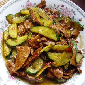 黄瓜炒猪肝的做法