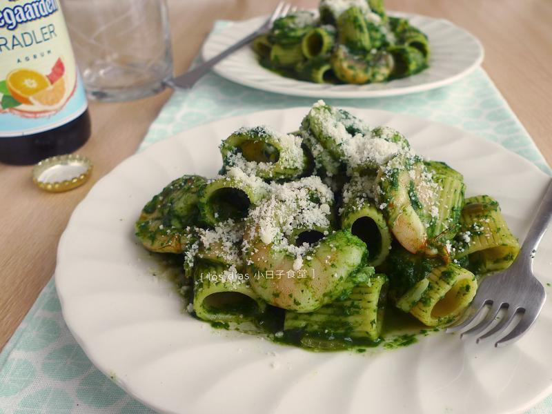 鲜虾菠菜义大利面的做法