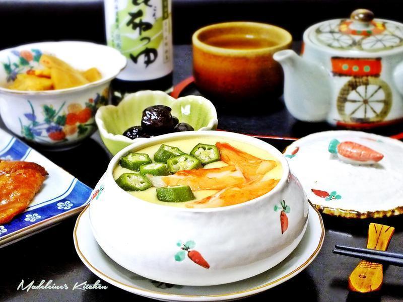 秋葵蟹棒嫩蒸蛋_淬酿怀石的秋季的做法