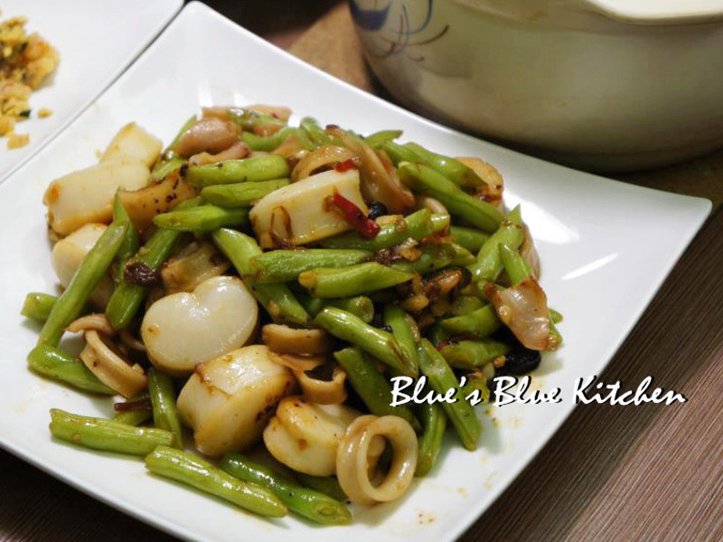 豉香XO酱炒四季豆海鲜的做法