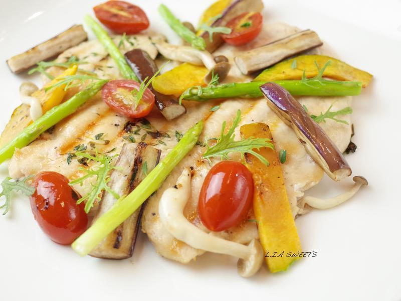 蔬菜鸡排佐柠檬柑橘酱的做法