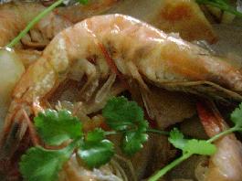 咸肉烤大虾的做法