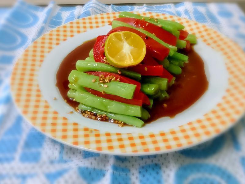 五分钟完成~蜂蜜桔汁彩椒四季豆的做法