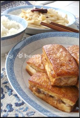 煎酿豆腐、呛莲菜的做法