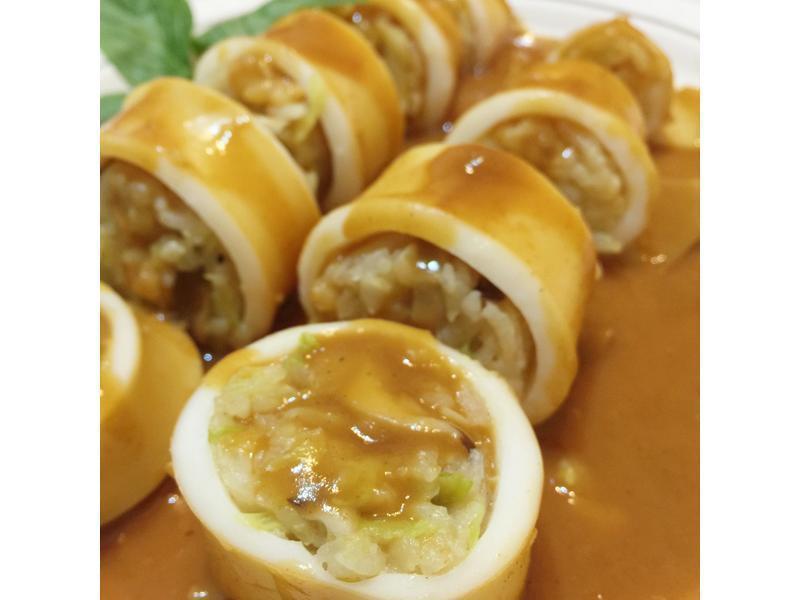 咖哩花枝饭卷的做法