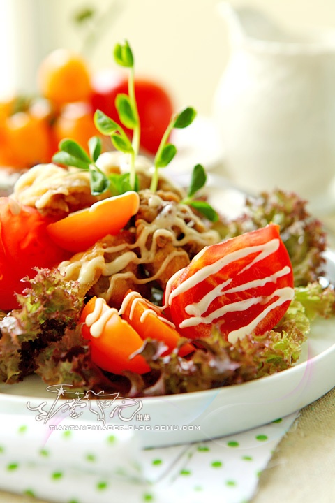 清香不油腻的橙香鸡肉蔬菜沙拉的做法