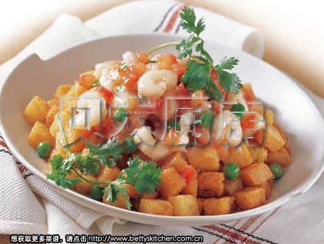 鲜虾黄金面包的做法