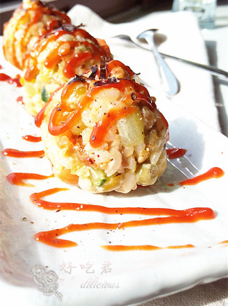 烤肉什锦饭团的做法