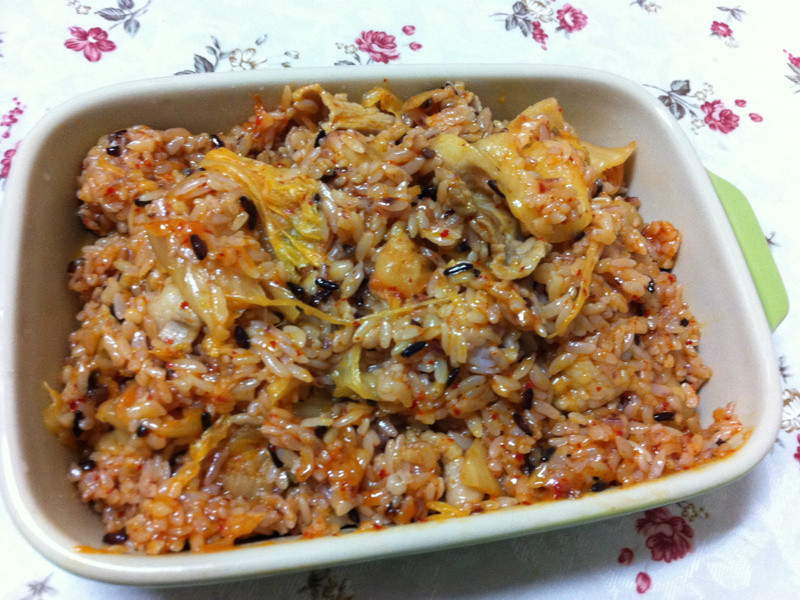 泡菜猪五花纤烩饭的做法