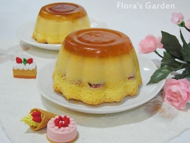 《草莓就爱鹰牌炼奶》老少都爱-焦糖草莓炼乳布丁蛋糕的做法