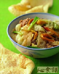 猪皮卤高丽菜的做法