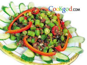 榄菜肉碎四季豆的做法