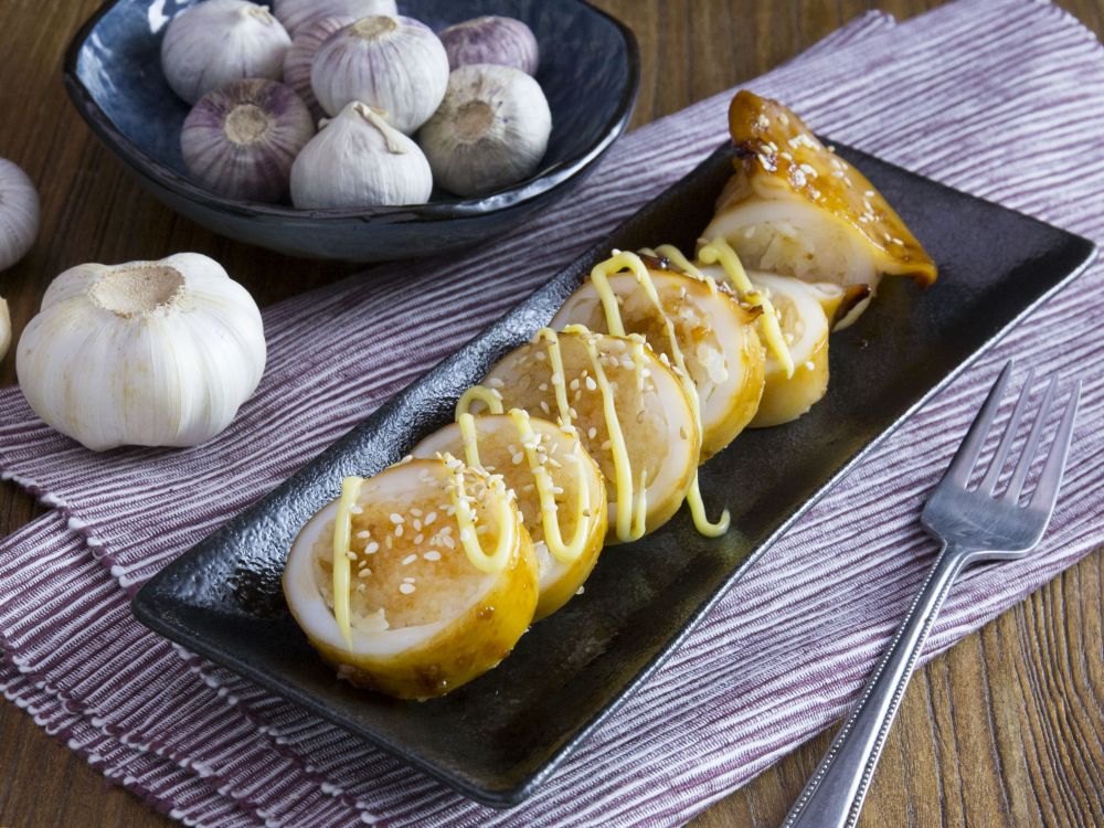 蒜头饭烧汁酿鱿鱼筒的做法