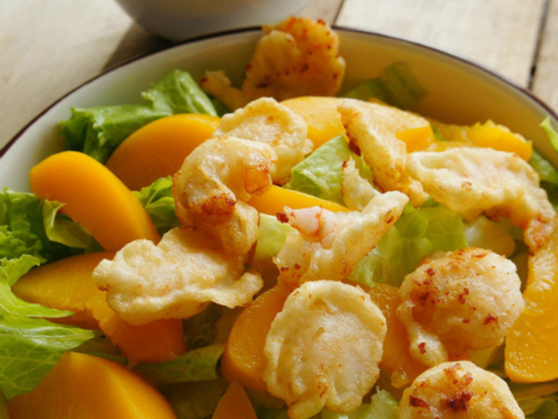 虾米花蜜桃沙拉的做法