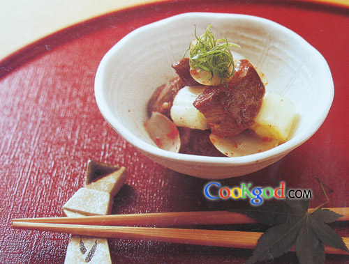 梅肉醋拌牛肉百合的做法