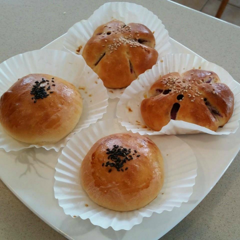 紅豆 紫薯甜麵包的做法