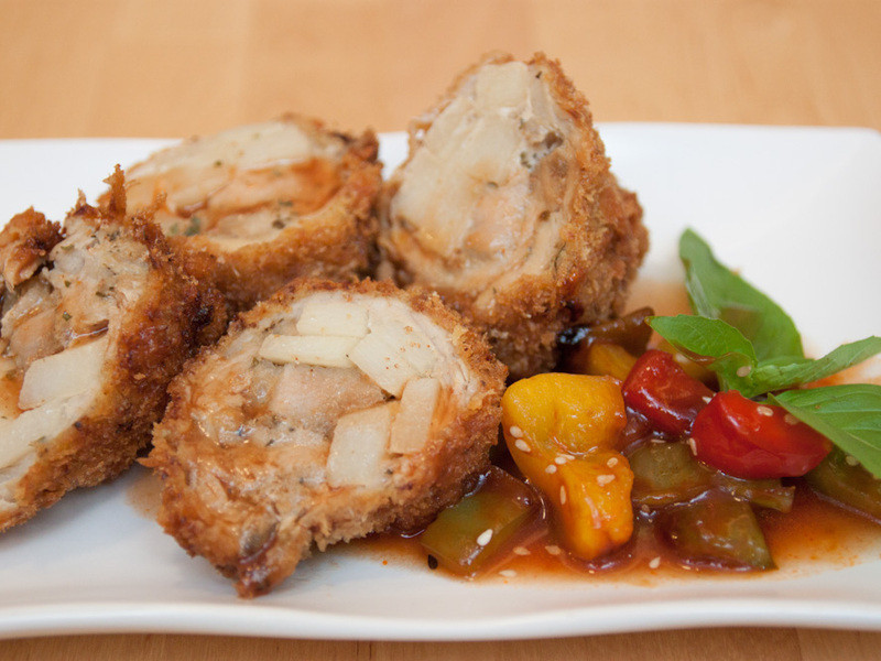 橙花猪肉脆笋卷的做法