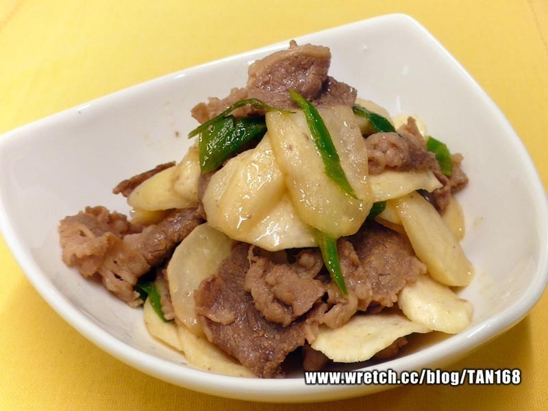 葱爆牛肉茭笋片的做法