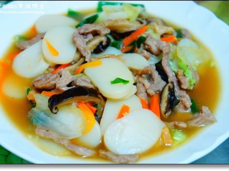 健康厨房10分钟出年菜~~团圆炒年糕的做法