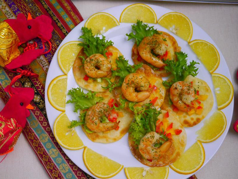 串烧虾时蔬烤饼的做法